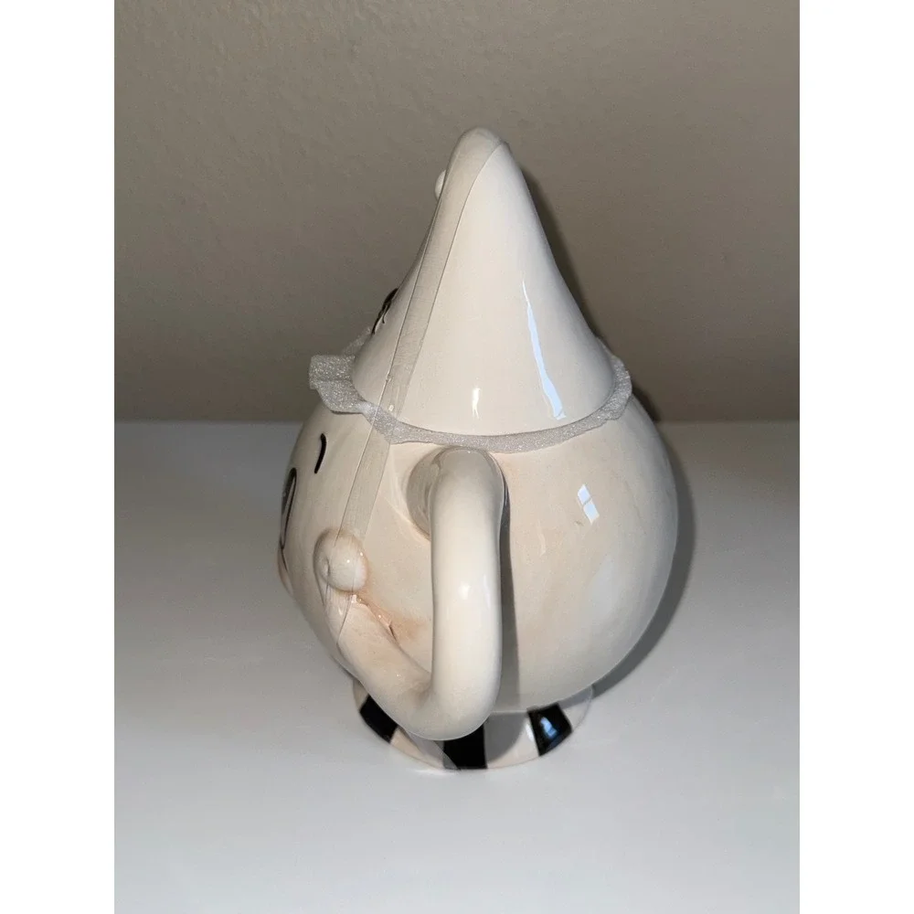 Johanna Parker Carnival Cottage Ghost Teapot Halloween Ceramic Decor White Black